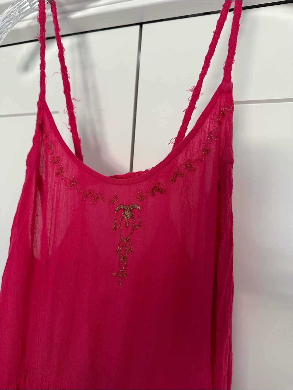 Sheer Hot Pink Embellished Cover-Up